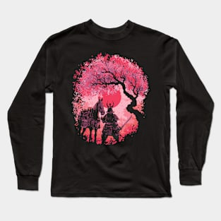 Samurai Sunset Sakura Stand Long Sleeve T-Shirt